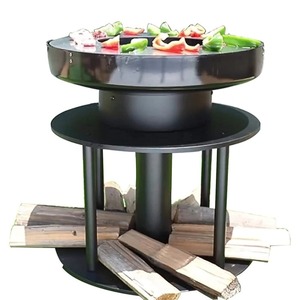 Modern Premium Black Corten Steel <b>Fire</b> <b>Pit</b> <b>Log</b> Storage <b>for</b> Outdoor Use Firewood Fuel CE Certified Adjustable Height Flame Safety - Product Image 1