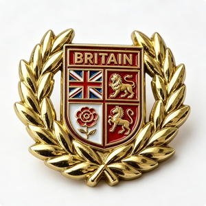 Britain Crest Metal <b>Pin</b> Gold Plated Hard Enamel Souvenir <b>Badge</b> Patriotic Design Rectangle Shape Zinc Alloy Craft - Product Image 3