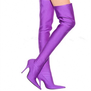 Chaussures de danse à talons hauts et bout pointu Paris 2026, bottes stretch multicolores au-dessus du genou, bottes <span class=keywords><strong>cuissardes</strong></span>, grandes tailles - Product Image 5