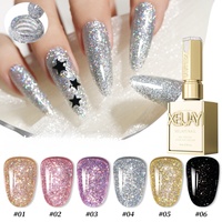 Vernis à ongles UV XEIJAYI, style étoile blanche argentée populaire, effet diamant brisé, pour salon de manucure, avec paillettes, emballage en bouteille