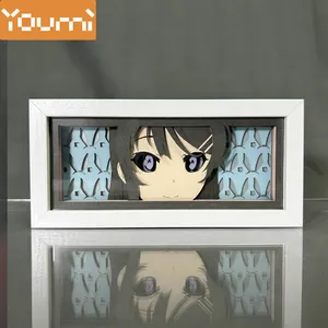 3d Anime Mai Sakurajima Eyes Light Box Shadow Lightbox Manga ha condotto la luce notturna della stanza decorazione della lampada da tavolo luce notturna