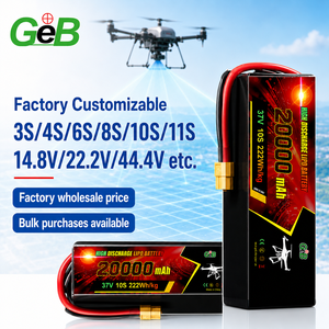 Batterie Lipo de qualité supérieure pour drone, cellules 3S 4S 6S 8S 12S 10S, 37V 20000mAh, longue autonomie, pour drone de cartographie et <span class=keywords><strong>d</strong></span>'arpentage commercial - Product Image 1