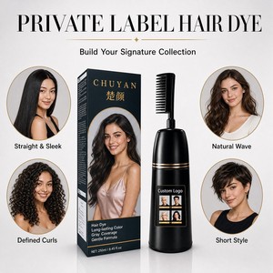 Crème colorante permanente pour cheveux à l'extrait d'herbes naturelles avec peigne applicateur facile, service OEM, qualité professionnelle - Product Image 1