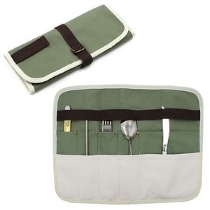 Sac de rangement enroulable vintage en toile, multi-usages, pour cuillères, fourchettes et couverts, support suspendu pour ustensiles de cuisine, durable et réutilisable - Product Image 1