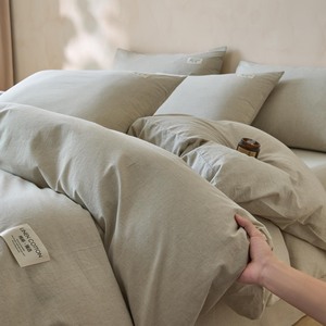 Nuevo Juego de Ropa de Cama de Algodón y Lino Ecológico de Alta Gama, Color Liso Simple (10% Lino, 90% Algodón) - Product Image 3
