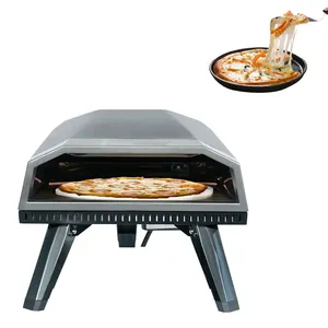 Fabbrica all'ingrosso da tavolo nero portatile a Gas barbecue Grill stufa forni per Pizza a Gas all'aperto con pietra rotante per Pizza da 12 pollici