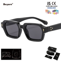 Lunettes de soleil carrées Boyarn pour hommes et femmes, monture dégradée couleur bonbon, verres optiques UV400 orange pour les vacances à la plage en plein air