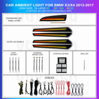 Voyeego Voiture Intérieur Décoratif Led Ambiant Porte Lumière Bandes Atmosphère Lumière Compatible avec BMWX3X4 F25 F26 2012-2017