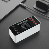 Nouvelle Station de Charge Intelligente USB PD 65W 2026 avec Écran LCD, Chargeur Électrique 12A pour Téléphones Portables, Appareils Photo, Écouteurs (Compatible AU, EU, US)