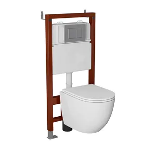 Amerika Utara Modern Wc perlengkapan sanitasi menggantung Tanpa tangki Toilet mangkuk kamar mandi keramik dinding digantung tanpa bingkai Toilet