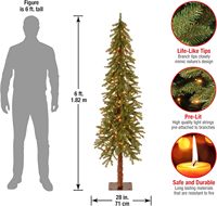 Pohon Natal Artifisial Cedar Hickory 4-6 kaki dengan Lampu Terang, Ujung Daun yang Lebat, Alas Plat Logam, Warna Hijau