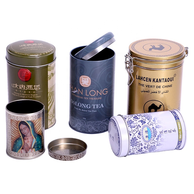 Custom Printing Ronde Metalen Thee Blikje Canister Cilinder Koffieboon Opslag Blikken Pot Groothandel