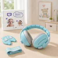 Protège-oreilles pour bébé SNR 25dB, réduction du bruit, protection auditive convertible 2 en 1 pour bébés de 1 à 48 mois, avion