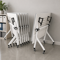 Table de formation pliante commerciale, bureau d'étudiant pliable pour l'école, table de réunion pliable avec étagère de rangement sous le bureau