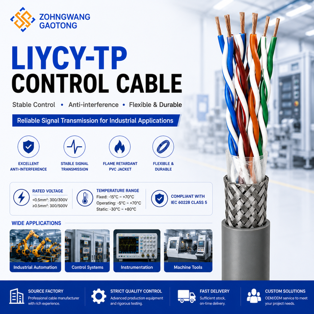 LIYCY-TP Stranded Shielded Twisted Pair Control Cable 300/500V PVC Grey for Industrial Automation & Instrumentation DIN 47100