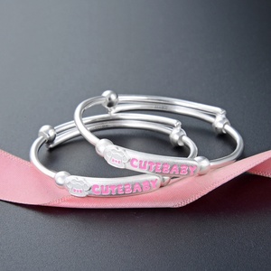 2Pcs Thiết Lập Dễ Thương Bé Tinh Khiết Bạc Vòng Đeo Tay S999 Sterling Bạc Vòng Đeo Tay Cho Bé Gái Và Bé Trai - Product Image 6
