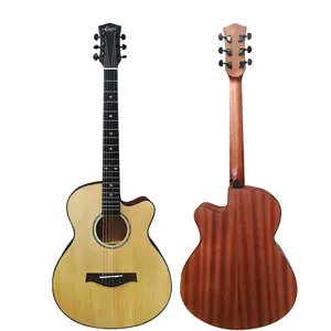 Aiersi-guitarra acústica de abeto macizo hecha a mano, guitarra acústica con forma de corte superior, gran oferta