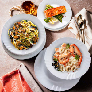 Ebro 6 pièces Assiette à fruits en verre opale blanc trempé diamètre 20 cm avec décoration de bord pour apéritifs, deuxième plats, accompagnements - Product Image 6