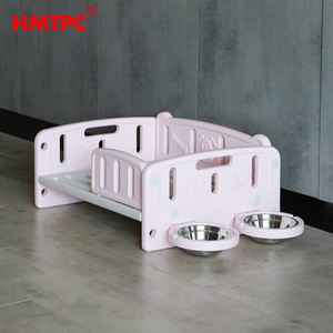 Hoge Kwaliteit Plastic Pe Roze Hond Bedden Met Twee Kommen - Product Image 4