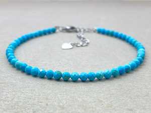 Pulsera de Turquesa, Pulsera de Piedras Preciosas Pequeñas, Cuentas Microfacetadas, Joyería Delicada con Piedras Preciosas, Pulsera de Cristal, Joyería Minimalista - Product Image 5