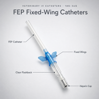 Set de perfusion vétérinaire à ailettes, cathéter IV FEP avec ailettes fixes, aiguille papillon pour animaux 18G 20G 22G 24G 26G pour hôpital vétérinaire