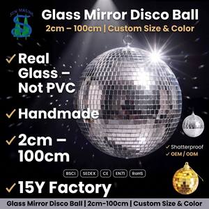 Espejo reflectante colgante de 2 cm a 100 cm, tamaño personalizado, <span class=keywords><strong>bola</strong></span> de discoteca para fiestas, discotecas, festivales, decoración navideña, fábrica OEM - Product Image 1