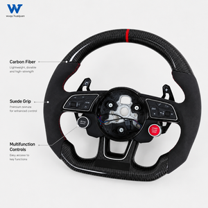 Volant en fibre de carbone noir avec lumières LED, compatible avec <span class=keywords><strong>Audi</strong></span> A4 43 46 R8 <span class=keywords><strong>R9</strong></span> A3 A5 A6 A7 S5 Q5 Q7, amélioration et modification - Product Image 6