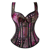 Corset bustier en cuir tressé grande taille pour femme, dos nu avec fermeture éclair, broderie, compression élevée, sans couture, maintien moyen
