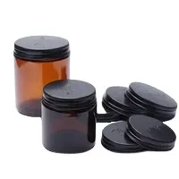 1oz 2oz 4oz 8oz Frosted Clear Amber Empty Glass Candle Jar com Silver Gold Black White Metal Lids