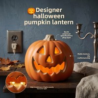 Lanterne Citrouille d'Halloween - Certifiée UL, en Plastique, 25cm, Sans Prise, Décoration Intérieure pour Enfants, Scène d'Halloween et de Pâques