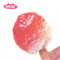 Es Krim PoPI CAT Bentuk Buah Leci 3D Rasa Buah Eksotis 75g Kemasan Kotak OEM Kustomisasi Grosir Supermarket Katering