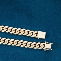 Chaîne Cubaine Luxe en Or Massif 14 Carats Au585, 12mm & 14mm Miami, Véritable Au585 Lourd avec Diamant, Certifiée, Idéale pour Fête & Cadeau