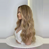 Perruque Lace Front Blonde Style Old Money en Cheveux Humains, Blond Beige Ondulé, Sans Colle pour Femme