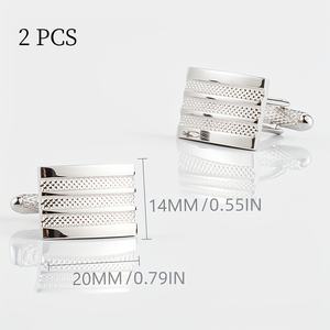 2 uds. <span class=keywords><strong>Gemelos</strong></span> a rayas con textura plateada <span class=keywords><strong>para</strong></span> hombre <span class=keywords><strong>para</strong></span> camisas formales, regalo perfecto <span class=keywords><strong>para</strong></span> <span class=keywords><strong>novio</strong></span> o padre - Product Image 3