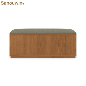 Factory Price Modern Solid <strong>Oak</strong> Wood <strong>Storage</strong> <strong>Bench</strong> with Upholstered Seat for Living Room, Hotel, Bedroom, Entryway - Product Image 5
