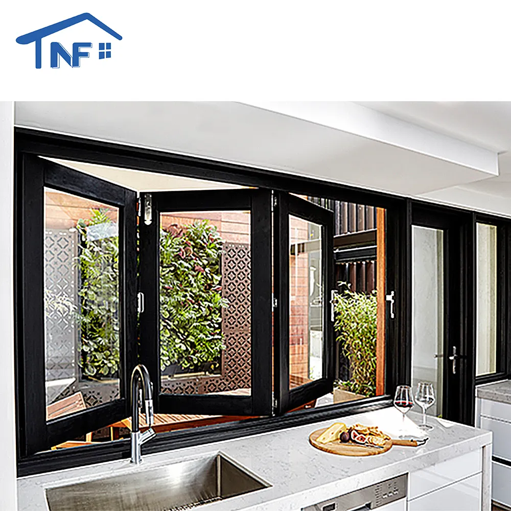 Aluminium double glazed windows accordion windows cost kitchen folding window