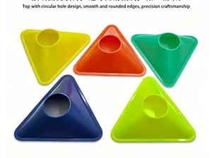 Disques de marquage triangulaires pour l'entraînement d'agilité au <span class=keywords><strong>football</strong></span>, cônes en PE, 18*4cm, marqueurs de terrain multicolores avec support de transport - Product Image 3