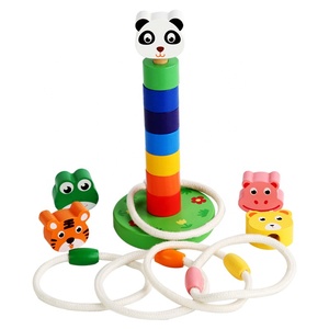 Ensemble de jouets éducatifs mignons animaux blocs tour lancer boucle corde anneau lancer <span class=keywords><strong>jeu</strong></span> - Product Image 1