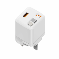 Pengisi Daya Gan 20W QC3.0 PD3.0 dengan Kabel Retractable untuk Ponsel, Laptop & Peralatan Listrik - Proteksi OVP/OCP Output 5V/3A Port Ganda