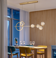 Lustre de salle à manger en cuivre de luxe léger, suspension moderne et simple effet ciel étoilé pour bar, avec long câble