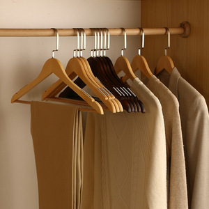 Cintres multifonctionnels en bois naturel de haute qualité, antidérapants et écologiques, à un ou deux niveaux, pour magasins de vêtements et armoires - Product Image 2