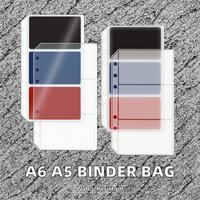 A6 Chargement Intérieur Transparent PVC Argent Enveloppe Pochette Zipless Loose Leaf Binder Pocket Cash Enveloppes Zipperless Double Sides Poches