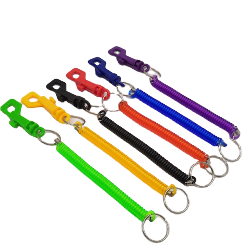 Цветной пружинный брелок для ключей, крючок, цветная катушка, телескопическая пружина, катушка для ключей, Противоугонная защита от потери, безопасный эластичный шнур