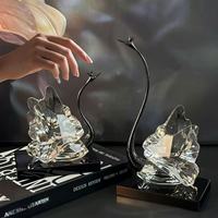 Statuette de cygne en cristal de luxe, haute clarté, artisanale, décoration de bureau à domicile, cadeau d'anniversaire de mariage, ornement de statue de cygne