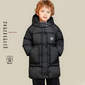 Parkas longs matelassés imprimés pour garçons et filles, manteaux d'hiver chauds et épais à capuche, coupe-vent pour enfants, vêtements d'extérieur pour temps froid - Product Image 2