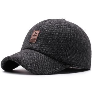 Snapback Cap Thickened Winter Baseball Cap For Men Outdoor Hiking Cycling Black Gray Brown Worsted Fabric - Product Image 3