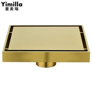 Sanitary Ware Brass Gold Concealed Tile Insert Floor Drain