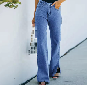 Vendita popolare di moda stile Micro svasato pantaloni Slim Fit gambe biforcuto donna pantaloni svasati nuovo Design classico <span class=keywords><strong>Jeans</strong></span> - Product Image 1