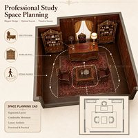 Ensemble de meubles de bureau antiques français de luxe, bureau en bois sculpté, bibliothèque pour villa, bureau à domicile, personnalisable