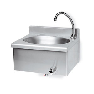 Lavabo en acier inoxydable 40x35x20,5 cm avec robinet à commande au genou pour salle de bain - Product Image 1